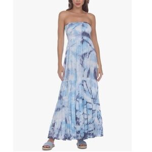 Raviya Tie-Dye Maxi Swim Cover-Up Dress in Blue/Sky Size S NEW w/Tag